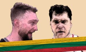 Domantas Sabonis and his father Arvydas Sabonis, ilustration